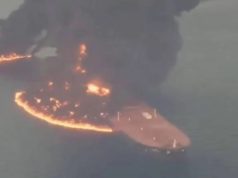 Hürmüzde mayına çarpan tanker infilak etti